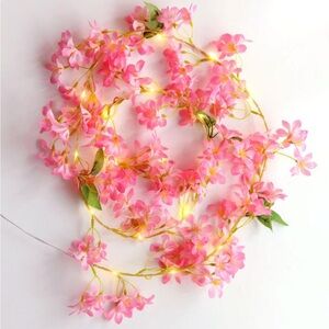 Artificial LED Pink Floral String Light Vines Garland, 3-Pack